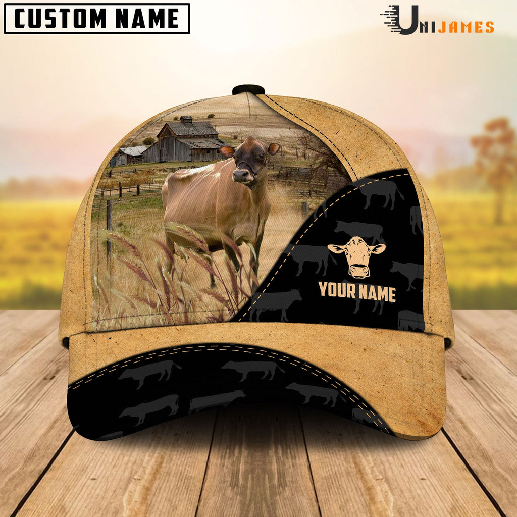 Jersey Cattle Black & Yellow Personalized Name Cap