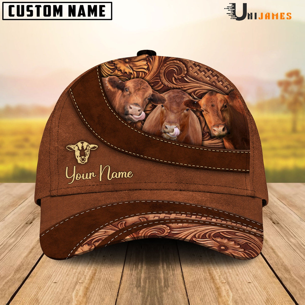 Red Angus Farming Life Customized Name Cap