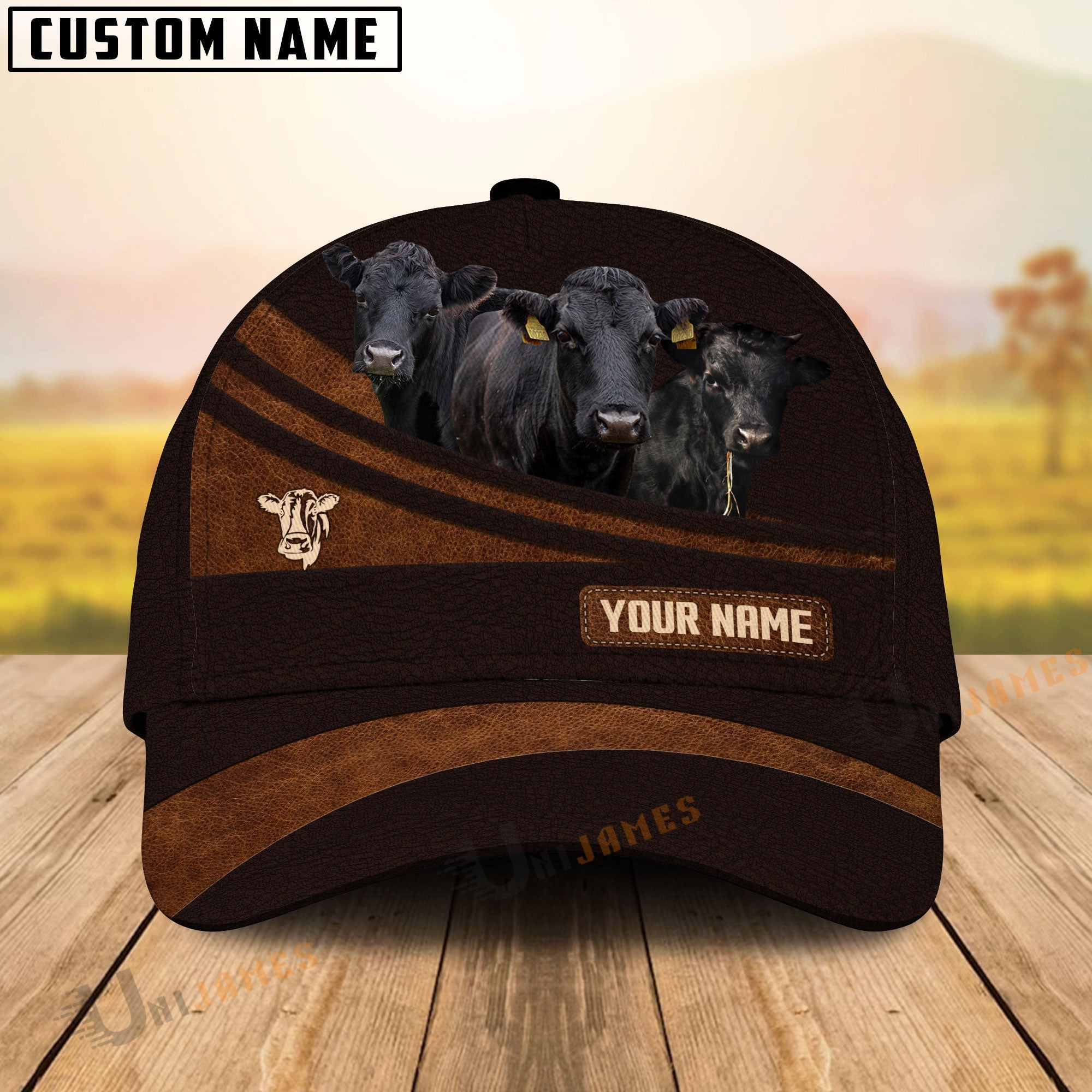 Dexter Farm Leather Pattern Customized Name Cap