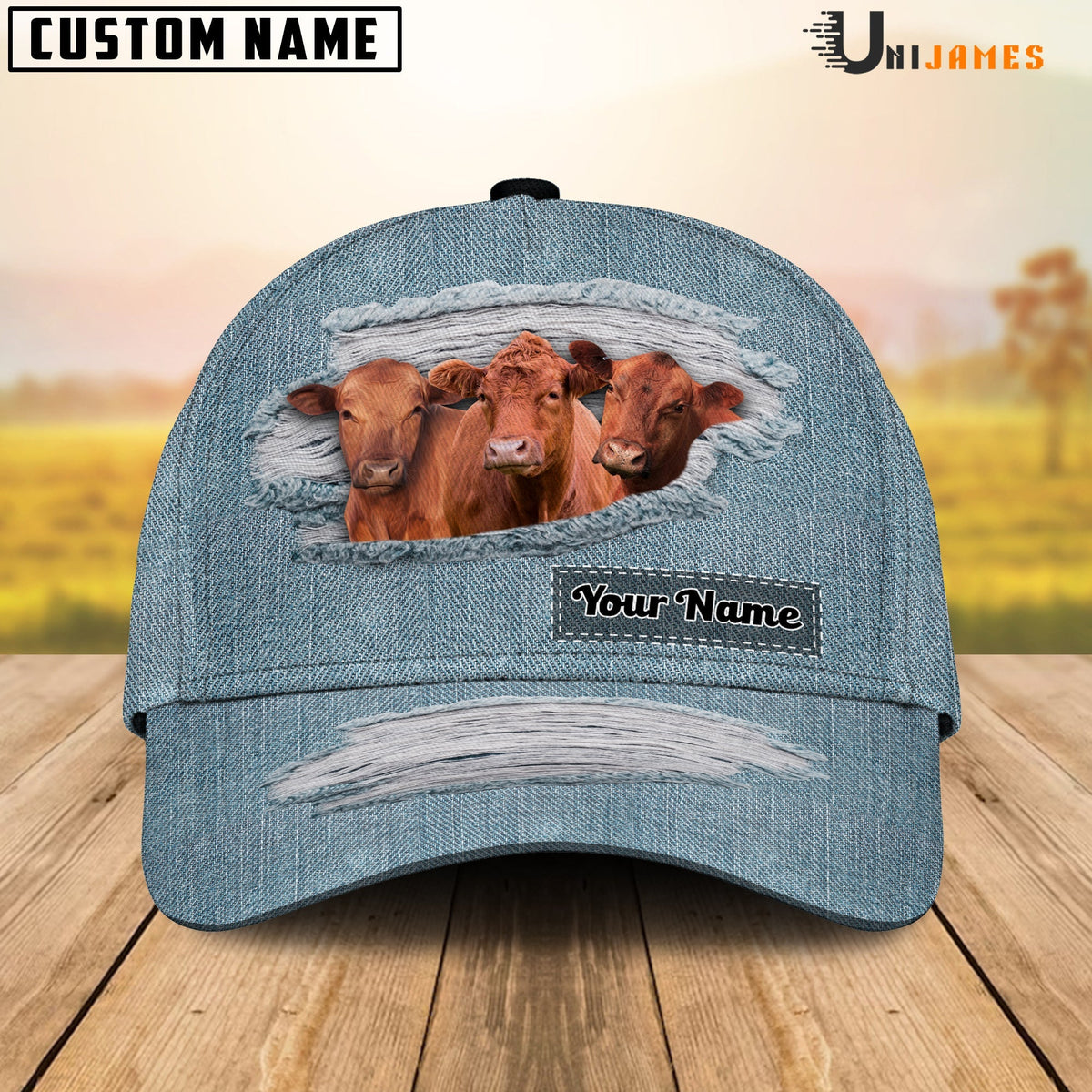 Red Angus Jeans Style Pattern Customized Name Cap