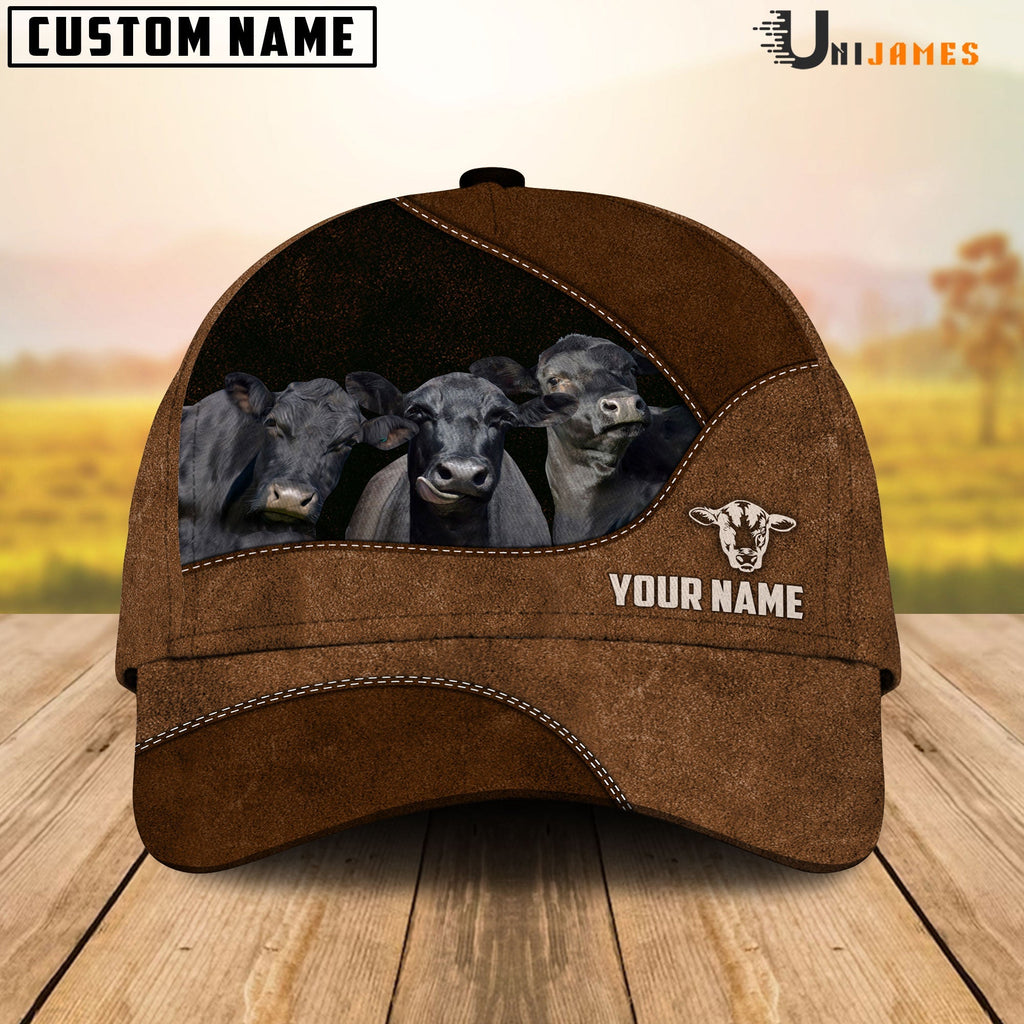 Black Angus Happiness Farming Life Customized Name Cap
