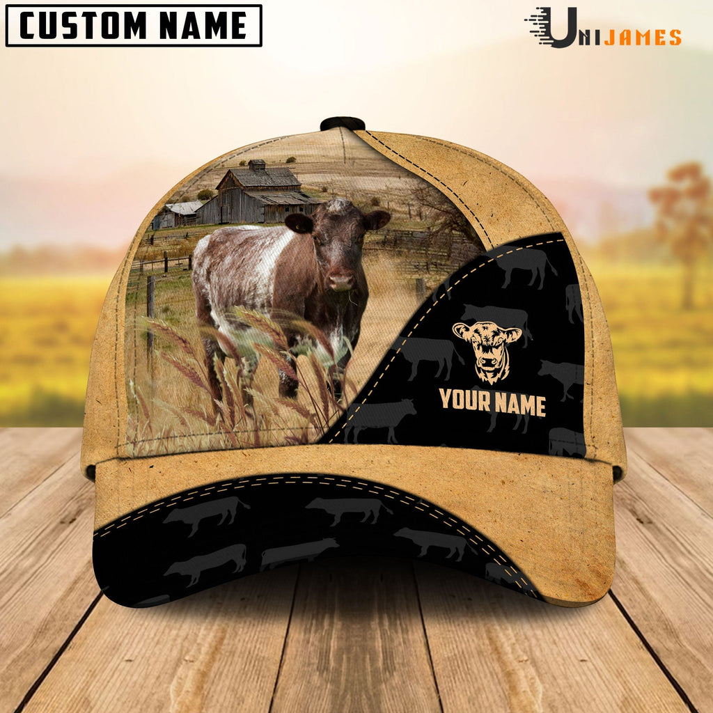 Shorthorn Cattle Black & Yellow Personalized Name Cap