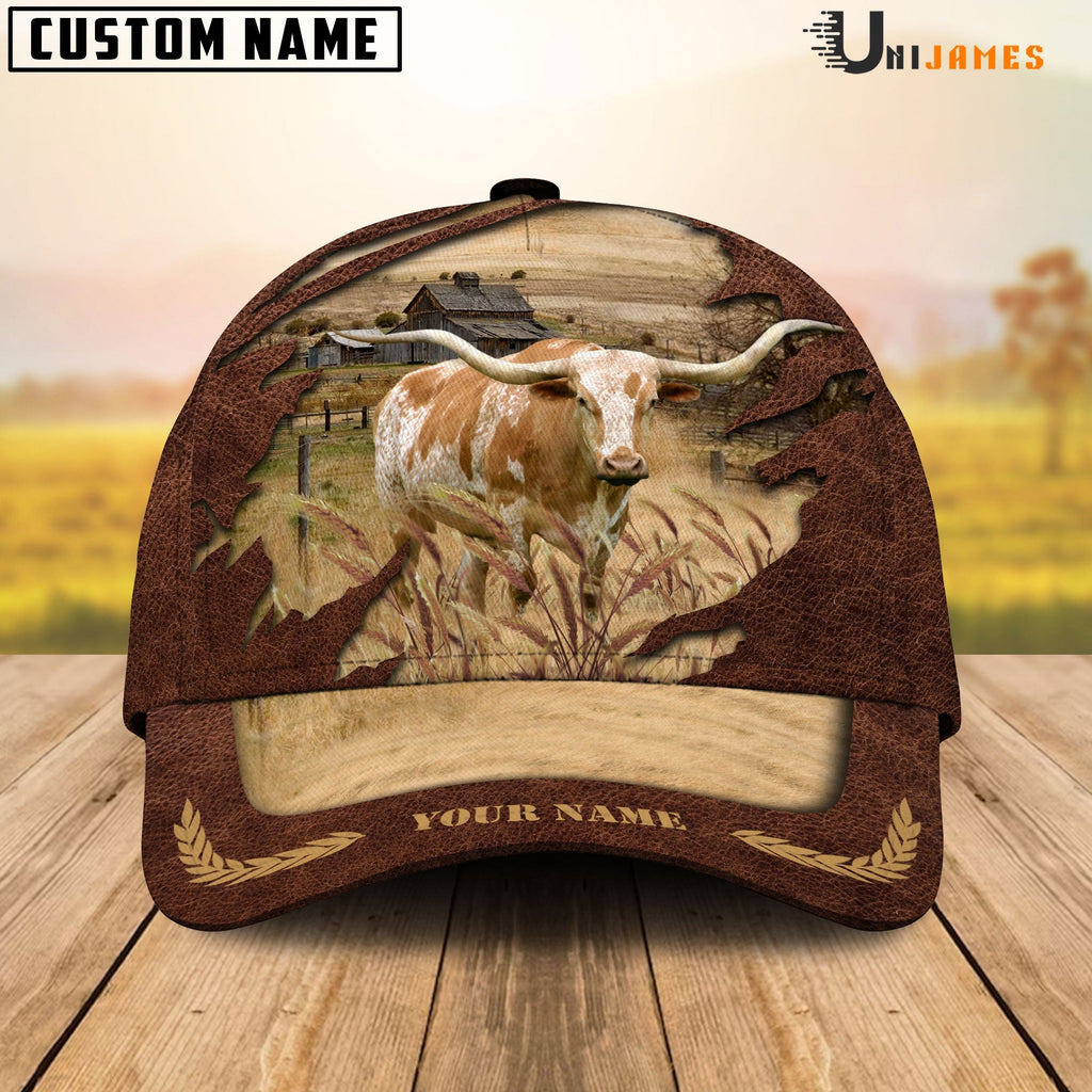 Texas Longhorn Meadow Life Customizes Name Cap