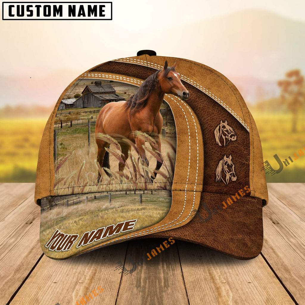 Horse Ranch Lift Leather Pattern Customized Name Cap