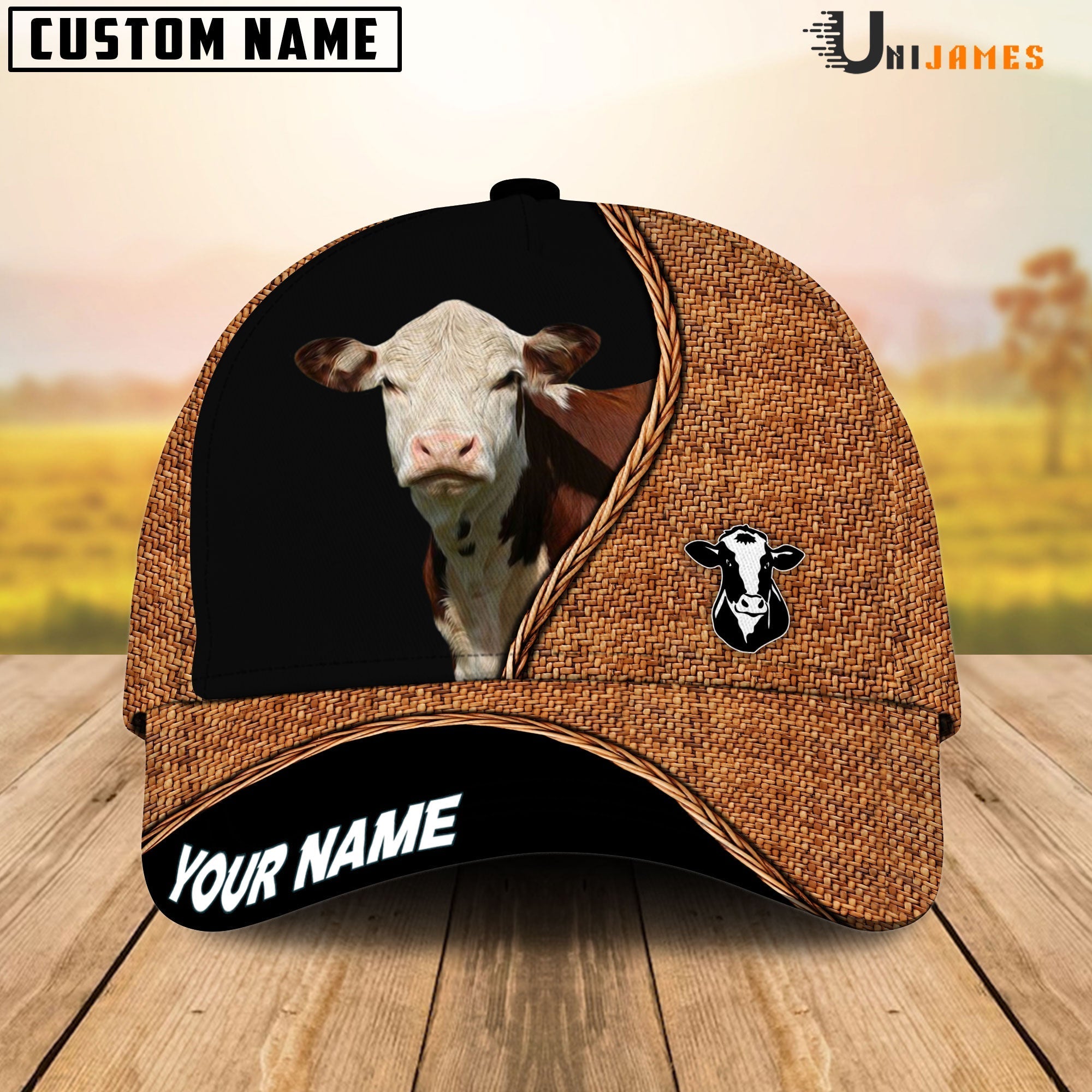Hereford Rattan Pattern Customized Name Cap