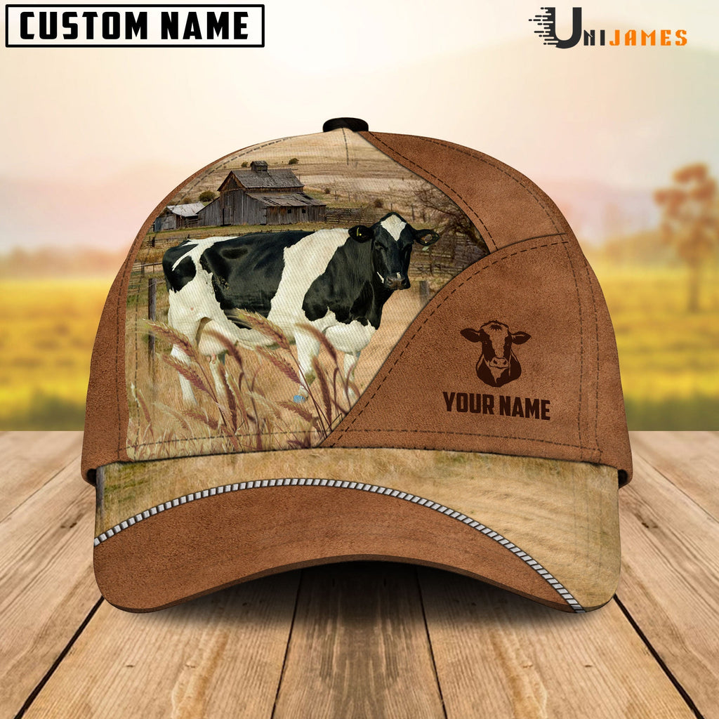 Holstein Cattle Personalized Name Brown Farm Cap