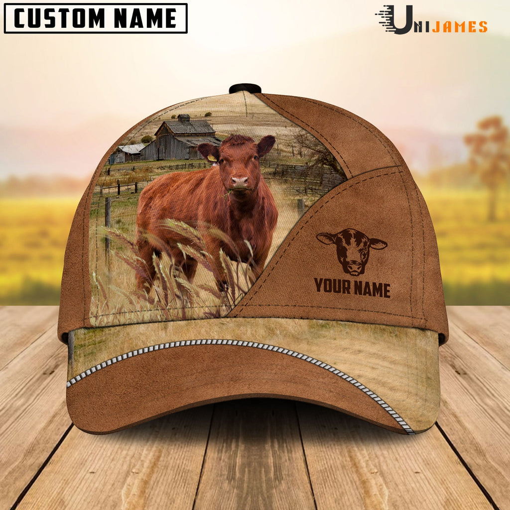 Red Angus Cattle Personalized Name Brown Farm Cap
