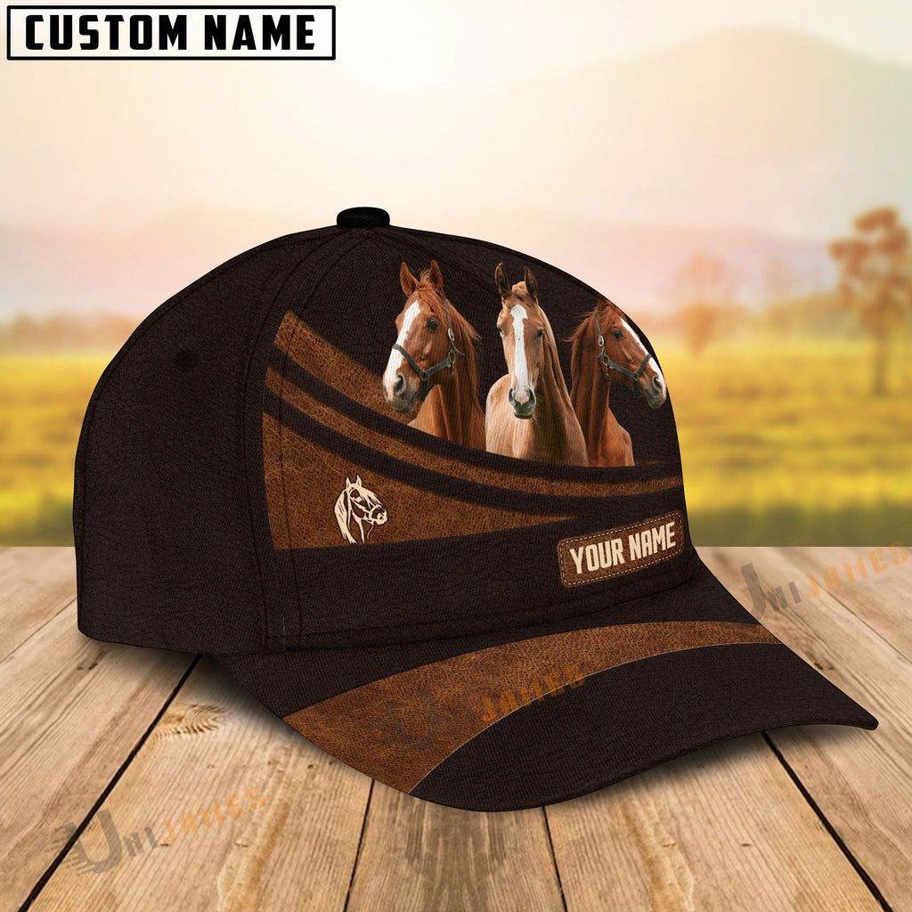 Horse Farm Leather Pattern Customized Name Cap