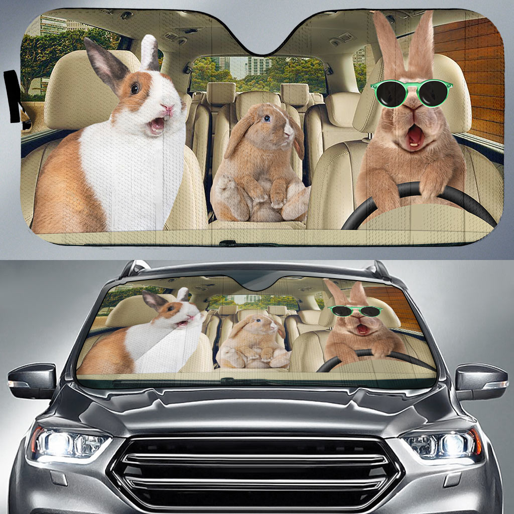 Rabbit CAR All Over Printed 3D Sun Shade