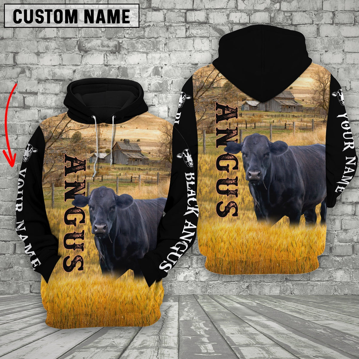 Personalized Name Angus Cattle On The Farm 3D Shirt