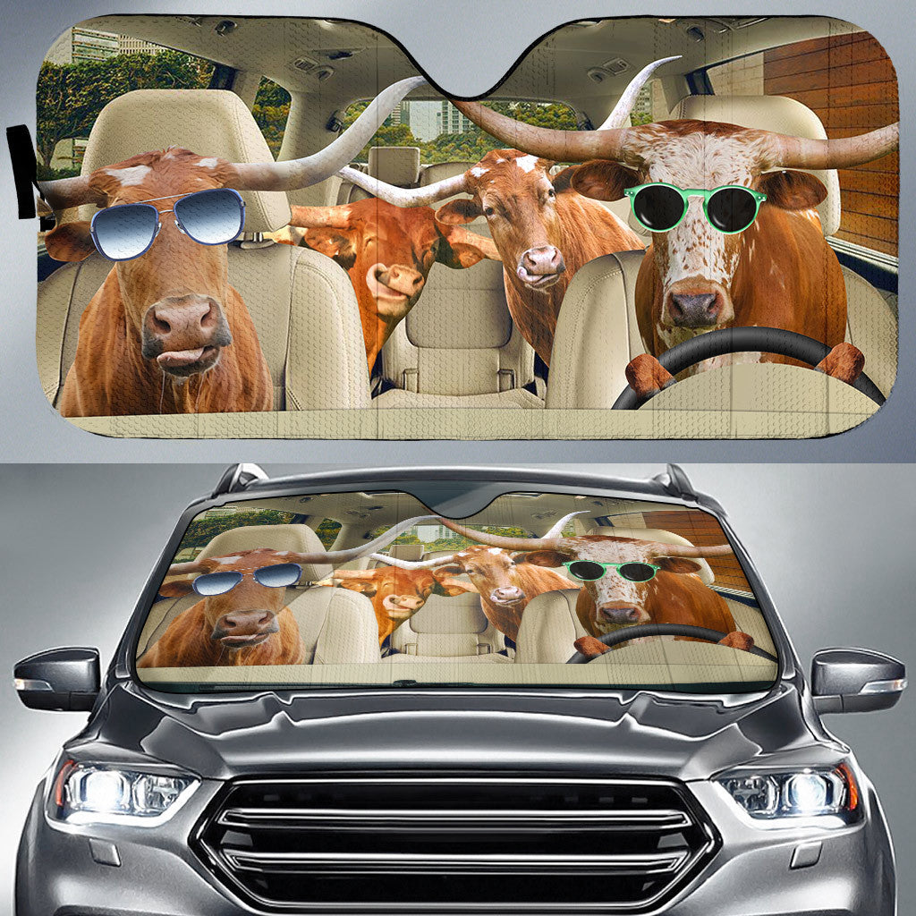 Personalized Name TX Longhorn Car All Over Printed 3D Sun Shade