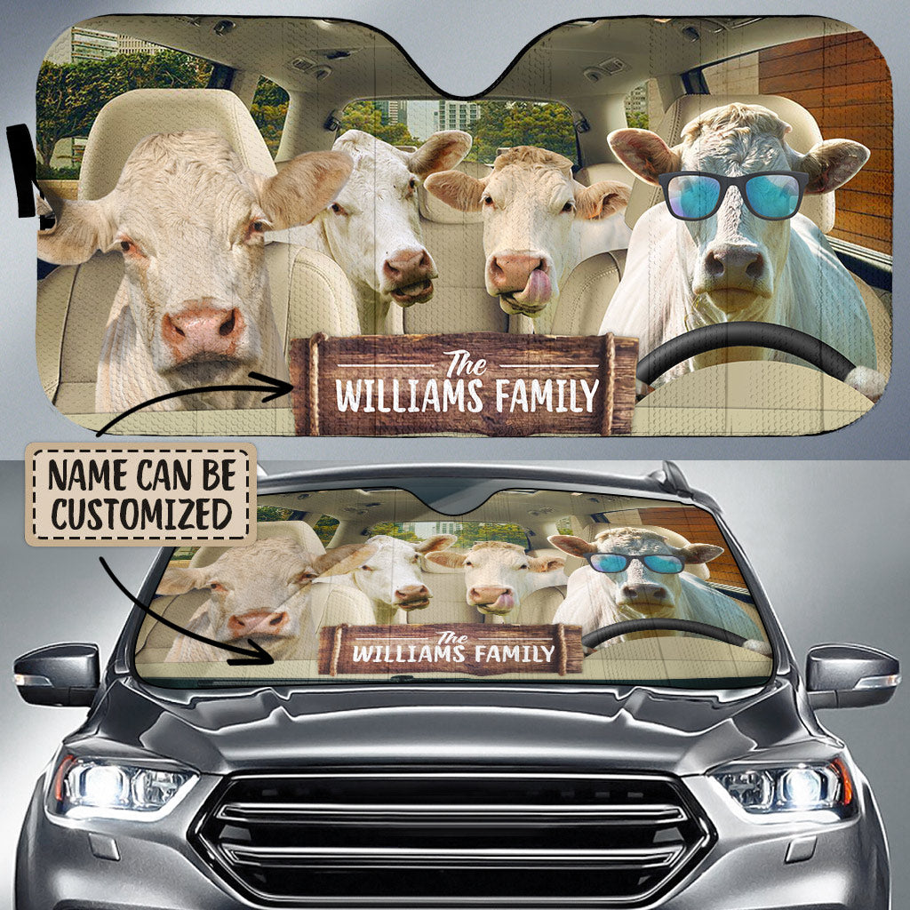 Personalized Name Charolais Car All Over Printed 3D Sun Shade