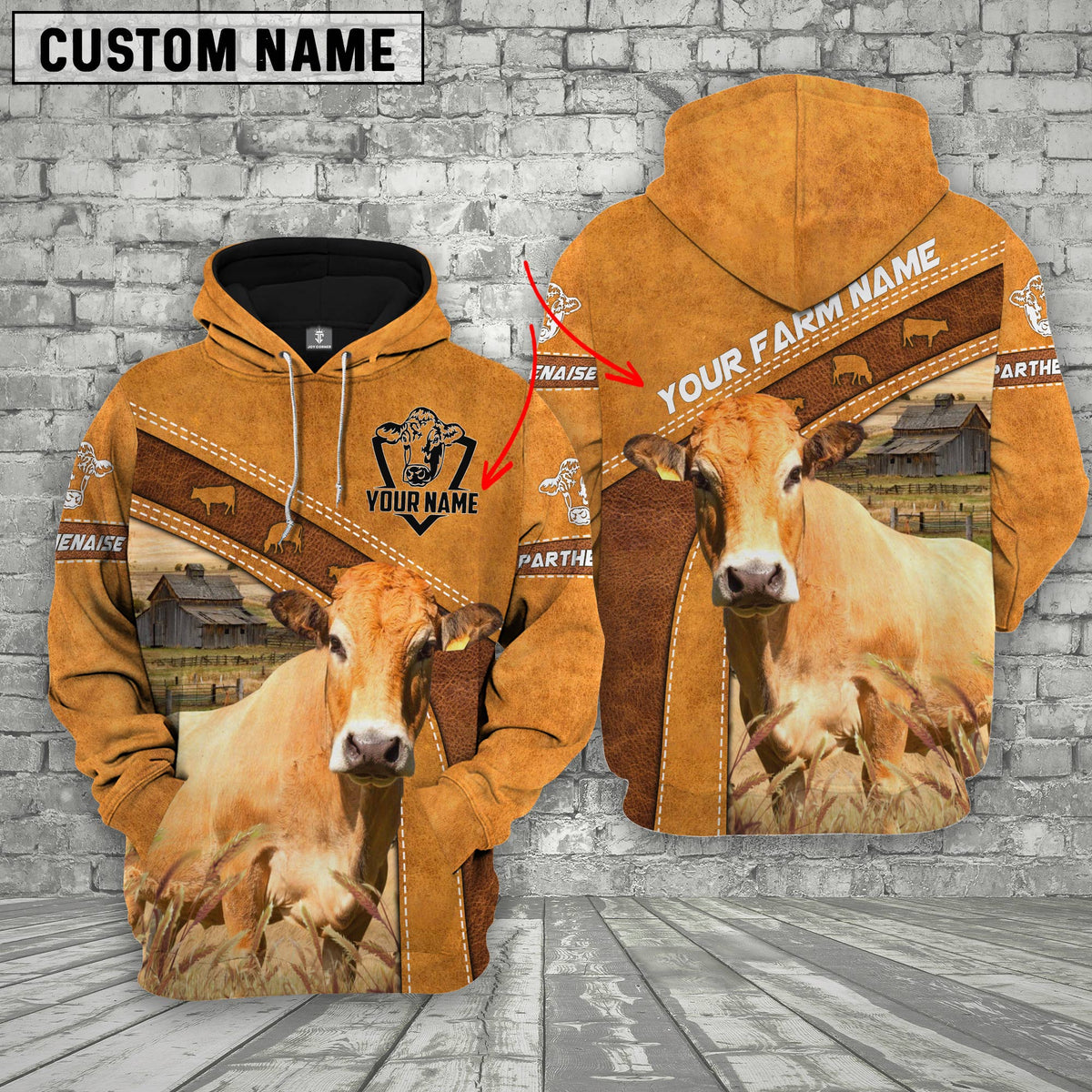 Personalized Name Parthenaise All Over Printed 3D Cattle Hoodie