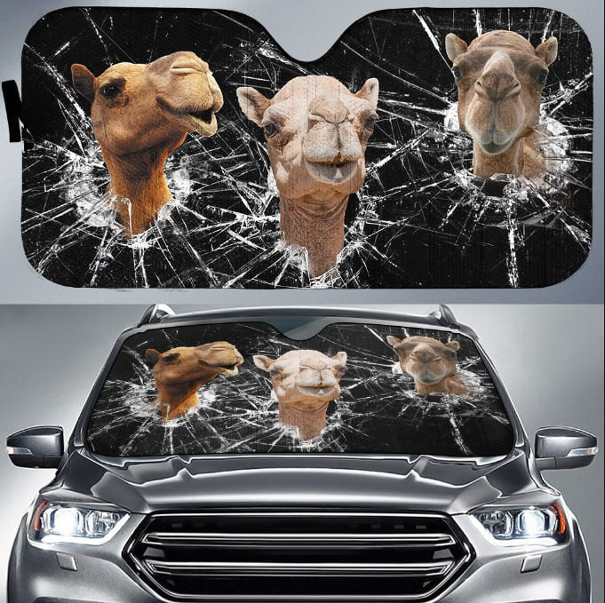Camels Broken Glasses 3D Sun Shade