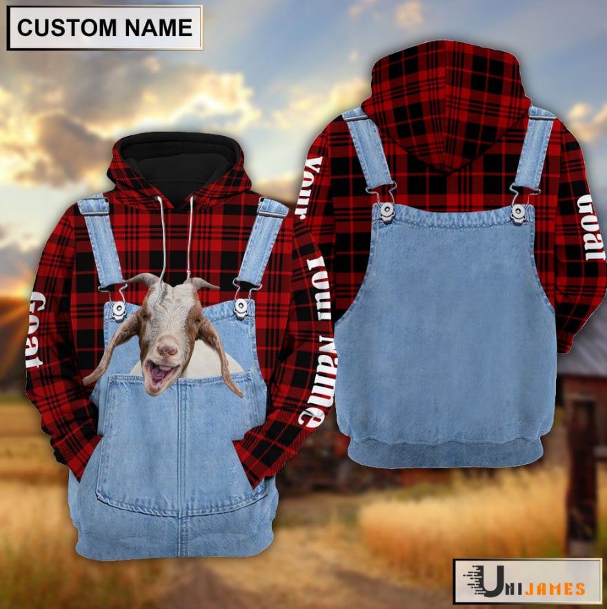 Goat Red Jeans Pattern Personalized Name 3D Hoodie