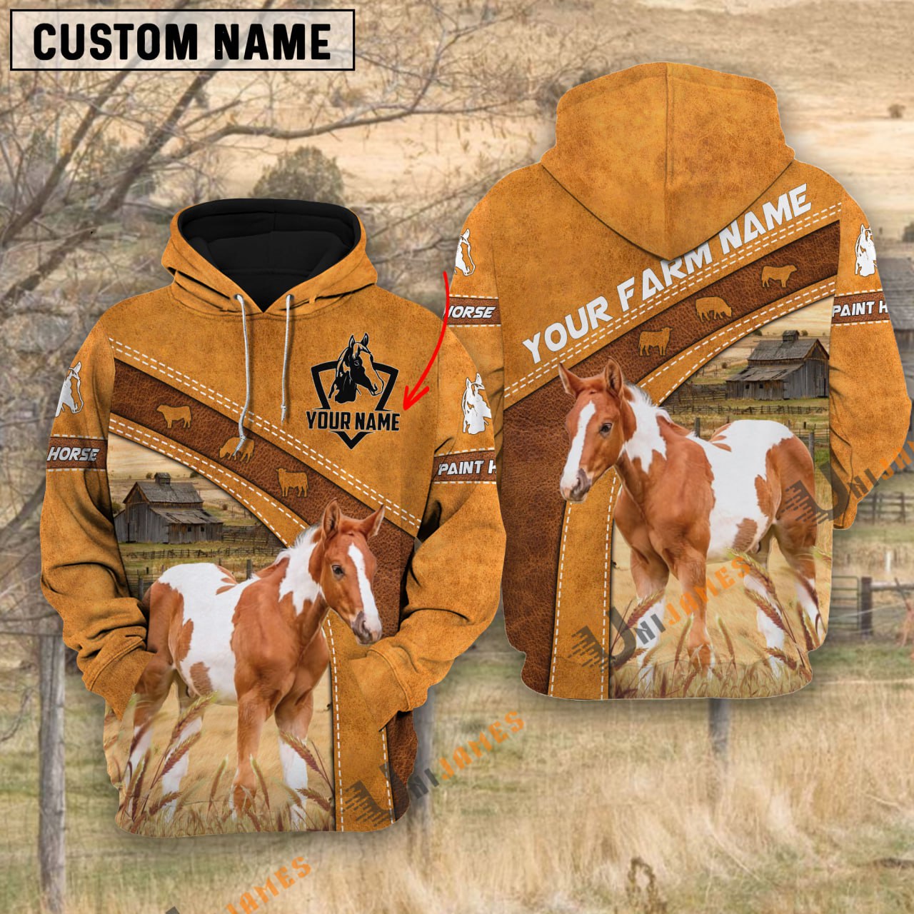 Paint Horse Personalized Name 3D Hoodie