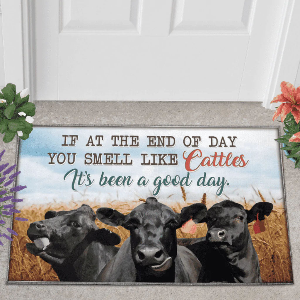 Black Angus Cattle Lover Good Day Doormat