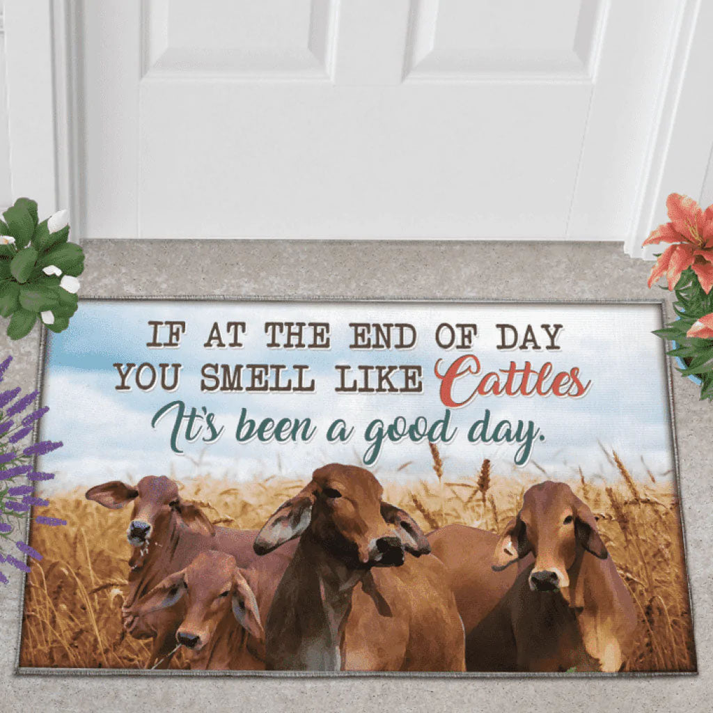 Brahman Cattle Lover Good Day Doormat