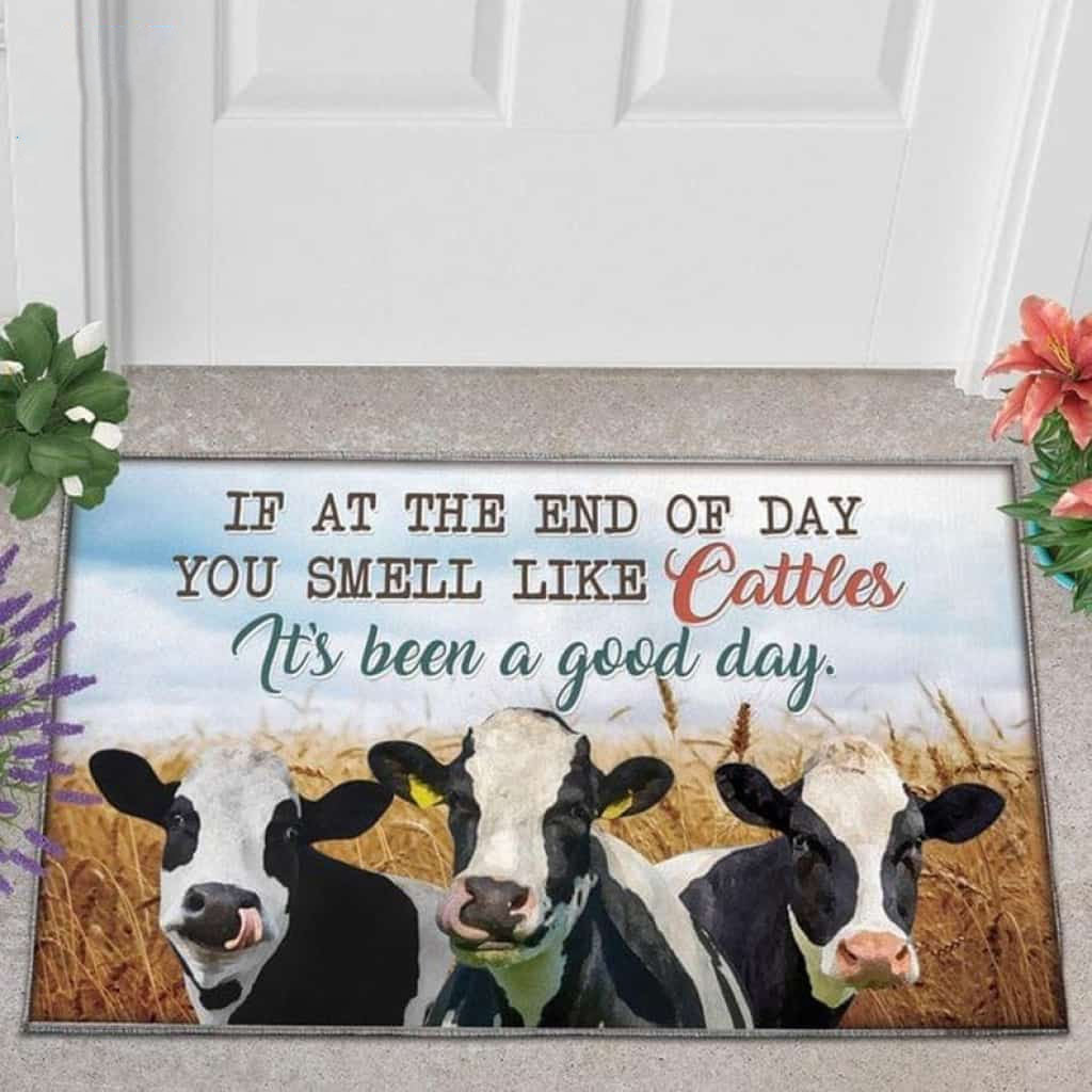 Holstein Cattle Lover Good Day Doormat