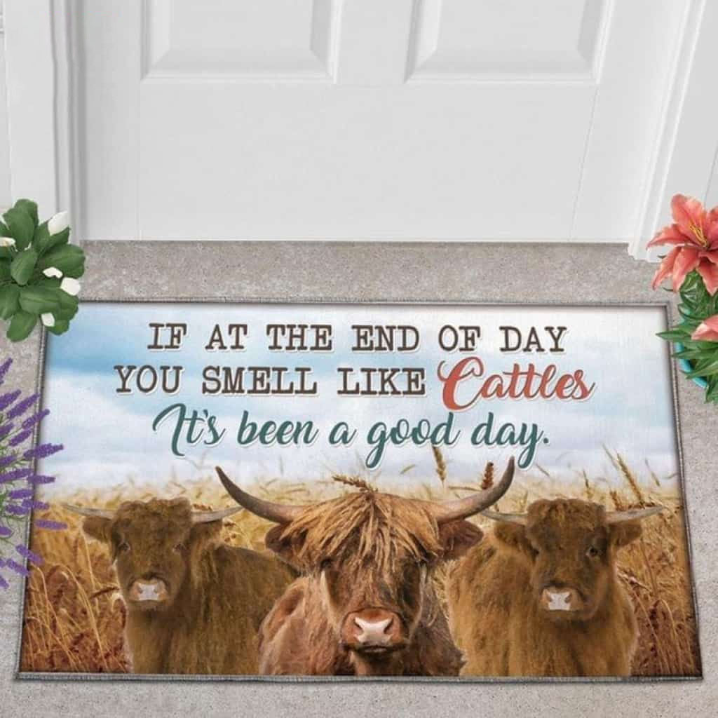 Highland Cattle Lover Good Day Doormat