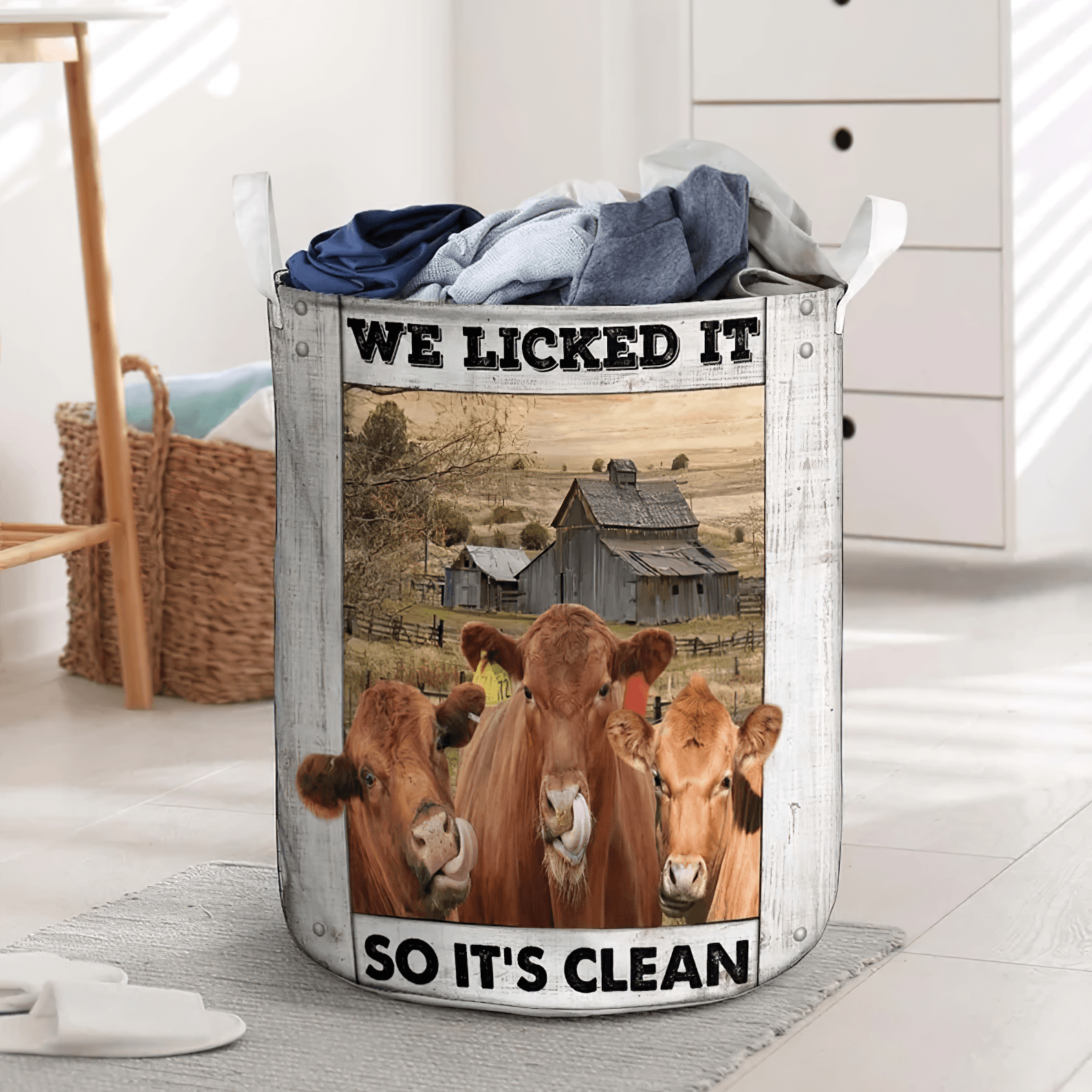 Red Angus Cow Laundry Basket