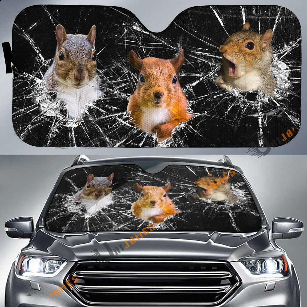 Squirrels Broken Glasses 3D Sun Shade