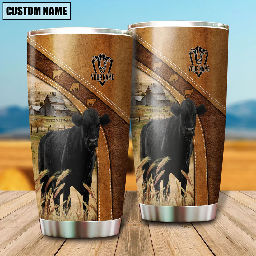 Black Angus Customized Name 3D Tumbler