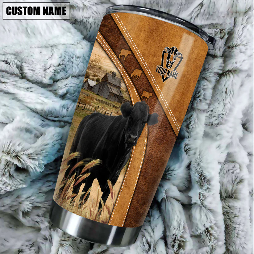 Black Angus Customized Name 3D Tumbler