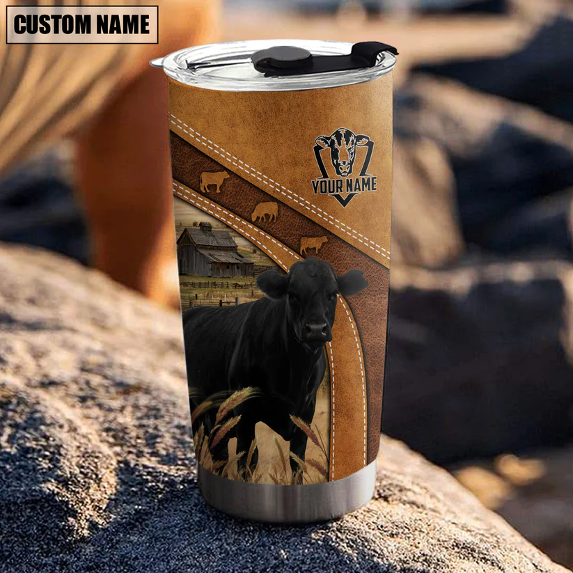 Black Angus Customized Name 3D Tumbler