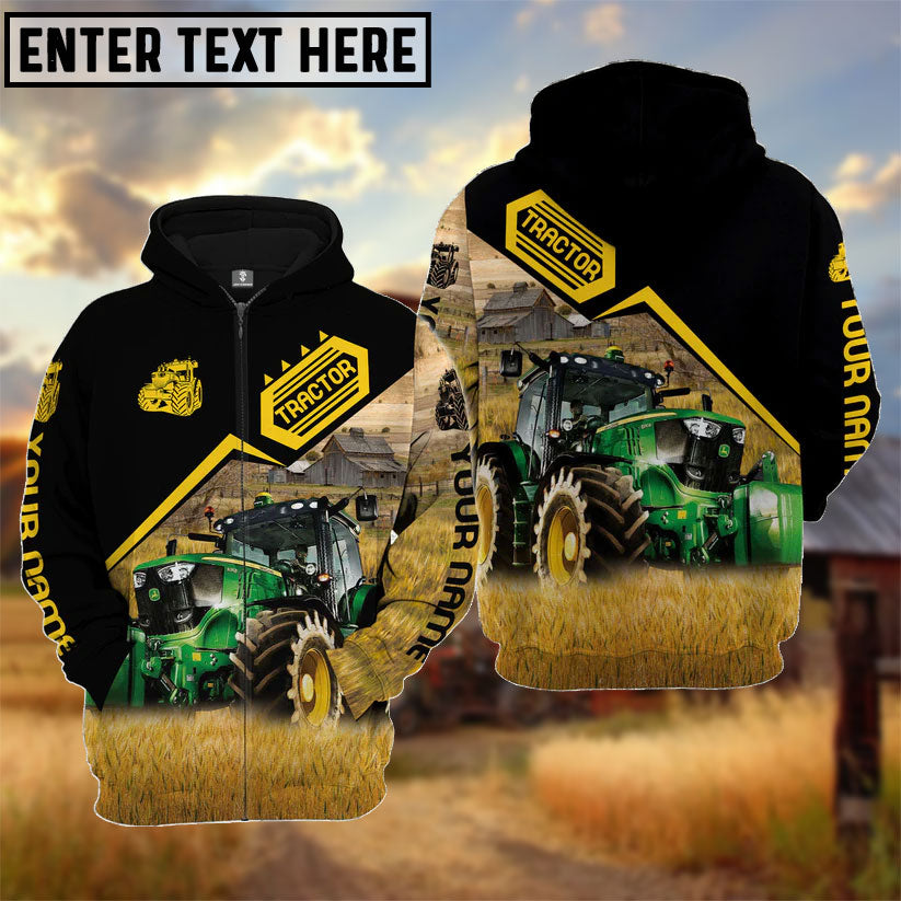 Personalized Name Tractor Black Yellow Pattern 3D Hoodie