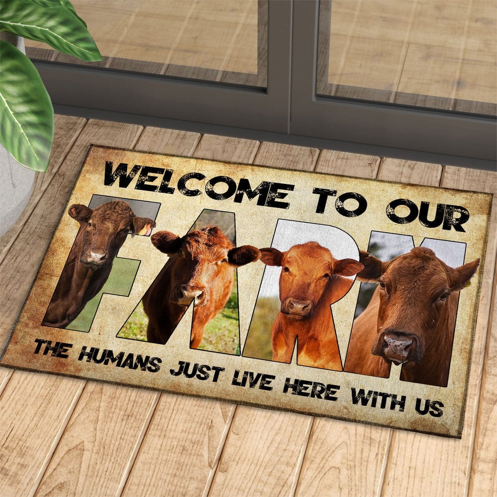 Welcome To Our Farm - Red Angus Doormat