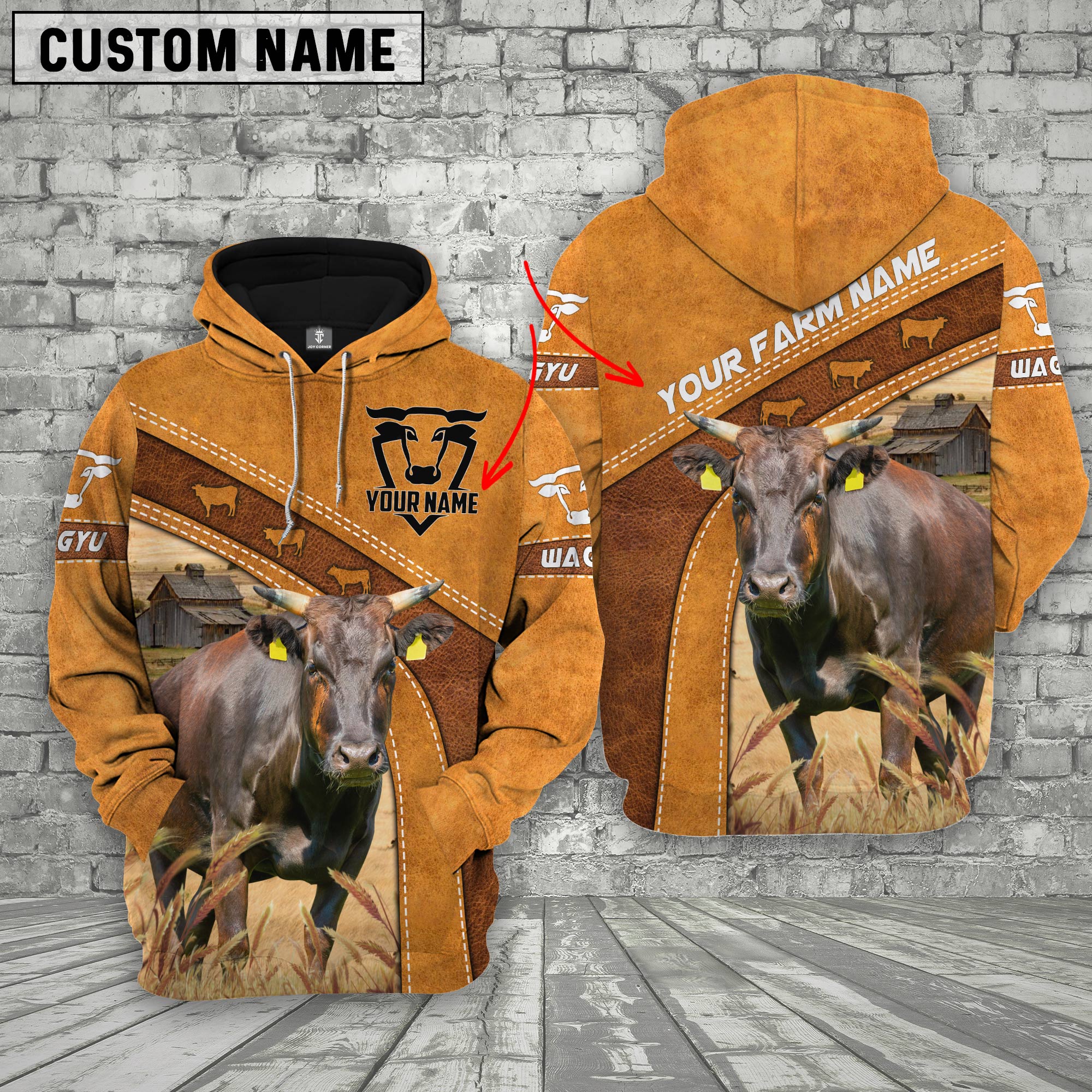 Personalized Name Farm Wagyu Cattle Hoodie TT1
