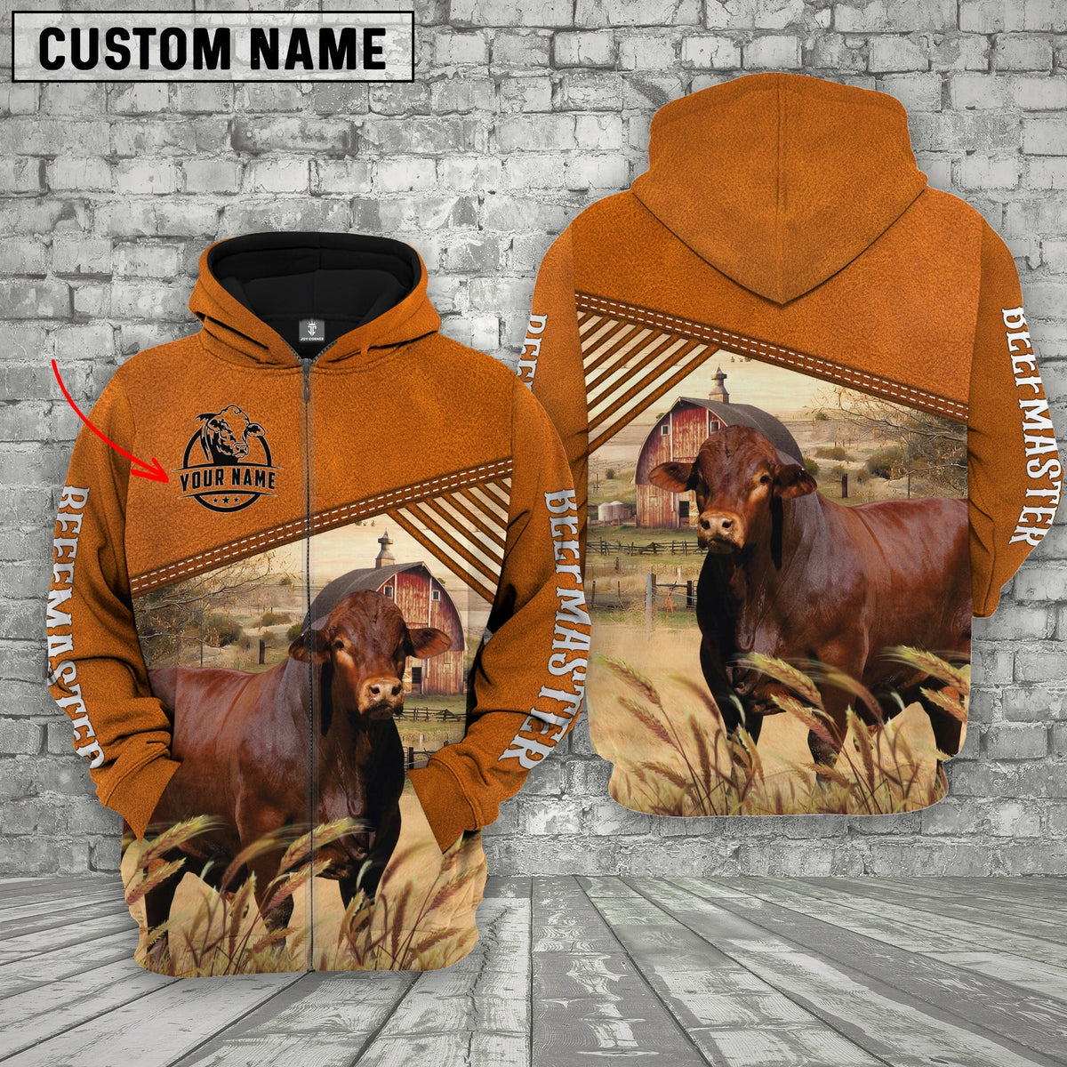 Personalized Name Beefmaster Barn Farm 3D Hoodie