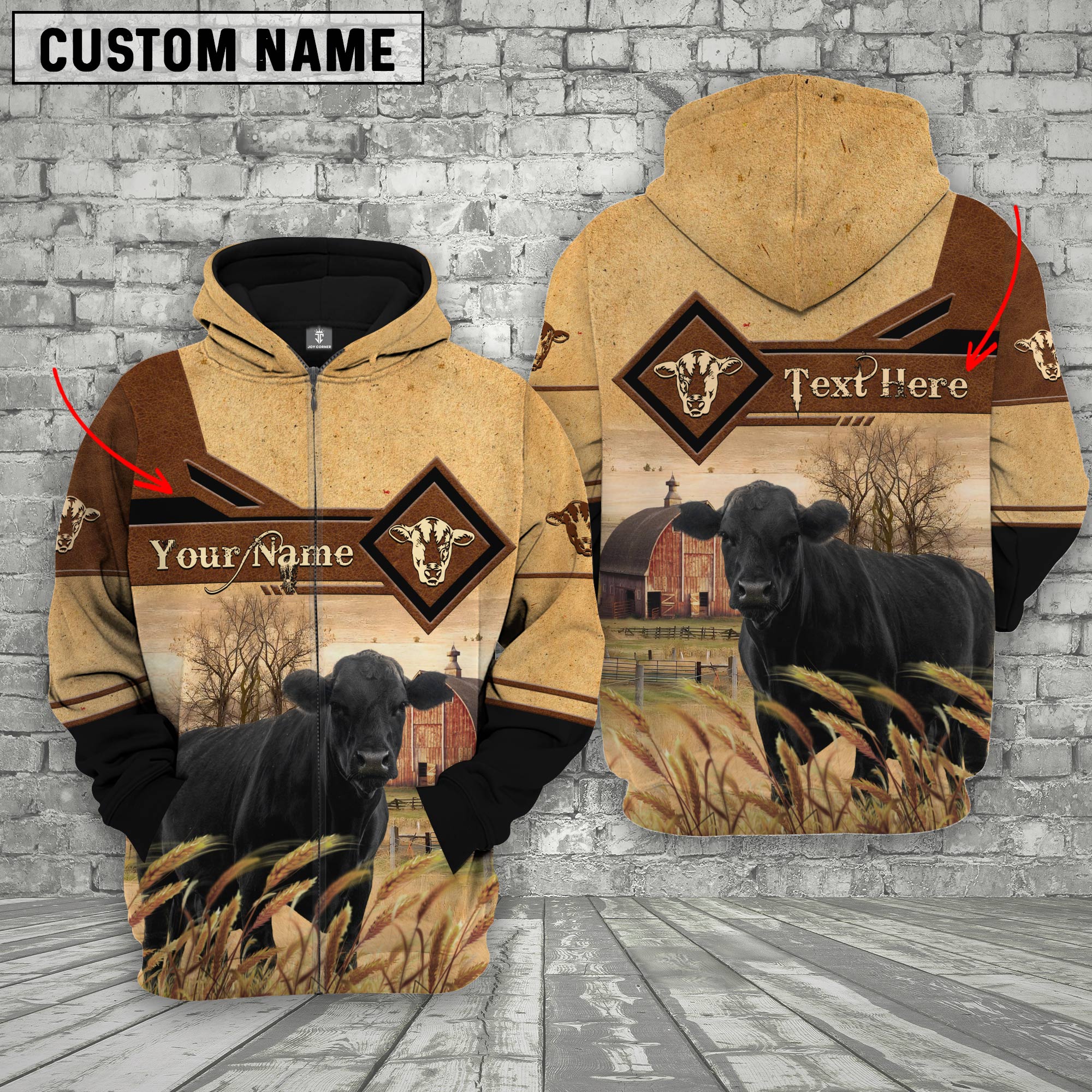 Black Angus On Farms Custom Name Printed 3D Hoodie
