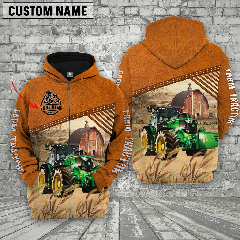 Personalized Name Farm Tractor Barn Farm 3D Hoodie