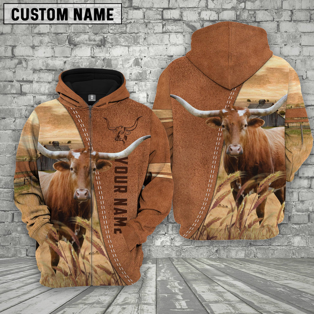 Personalized Name TX Longhorn Brown 3D Shirt
