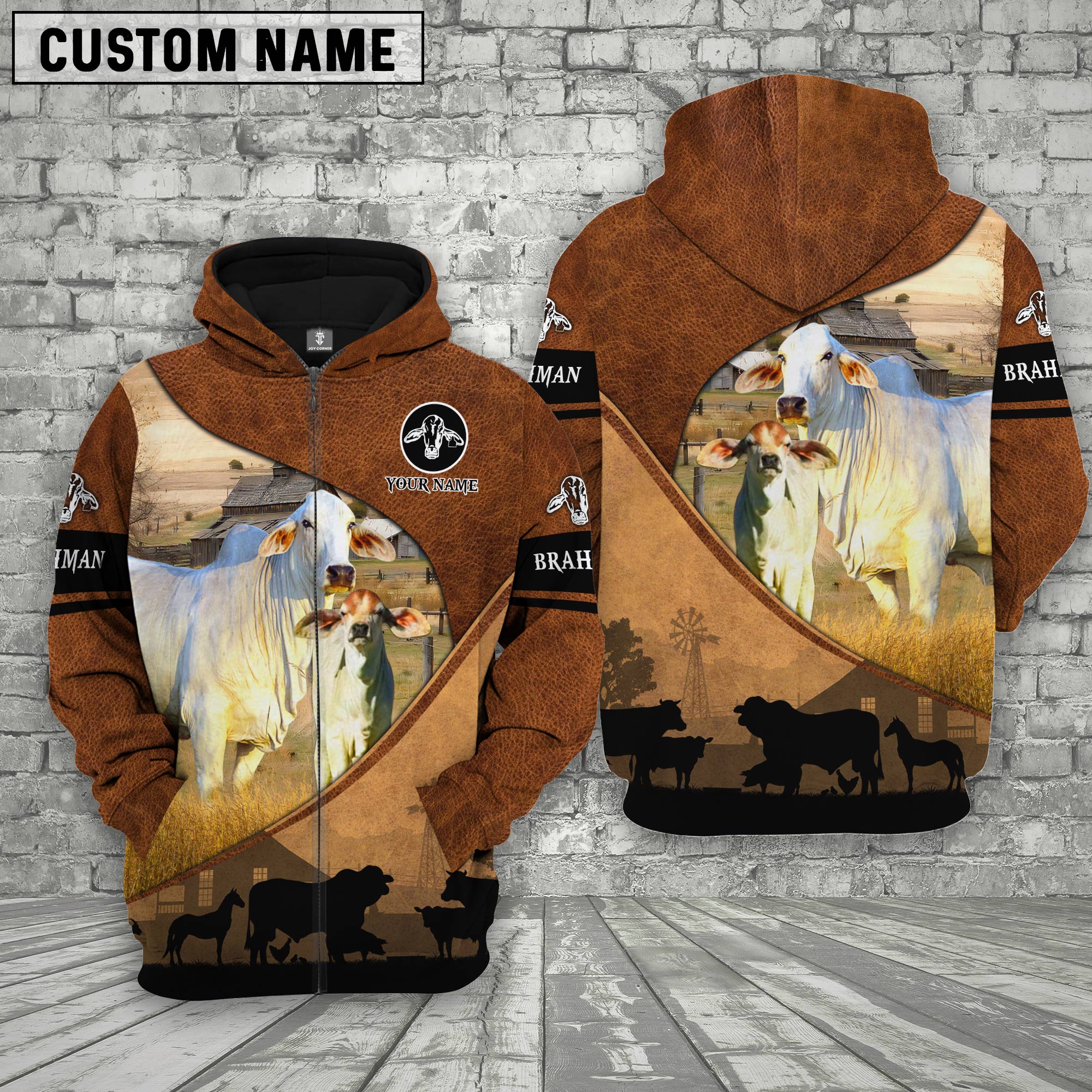 Brahman Farming Dark Brown Personalized 3D Hoodie