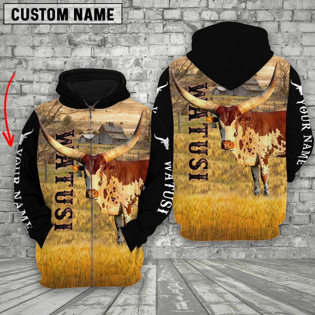 Personalized Name Watusi On The Farm All Over Printed 3D Hoodie