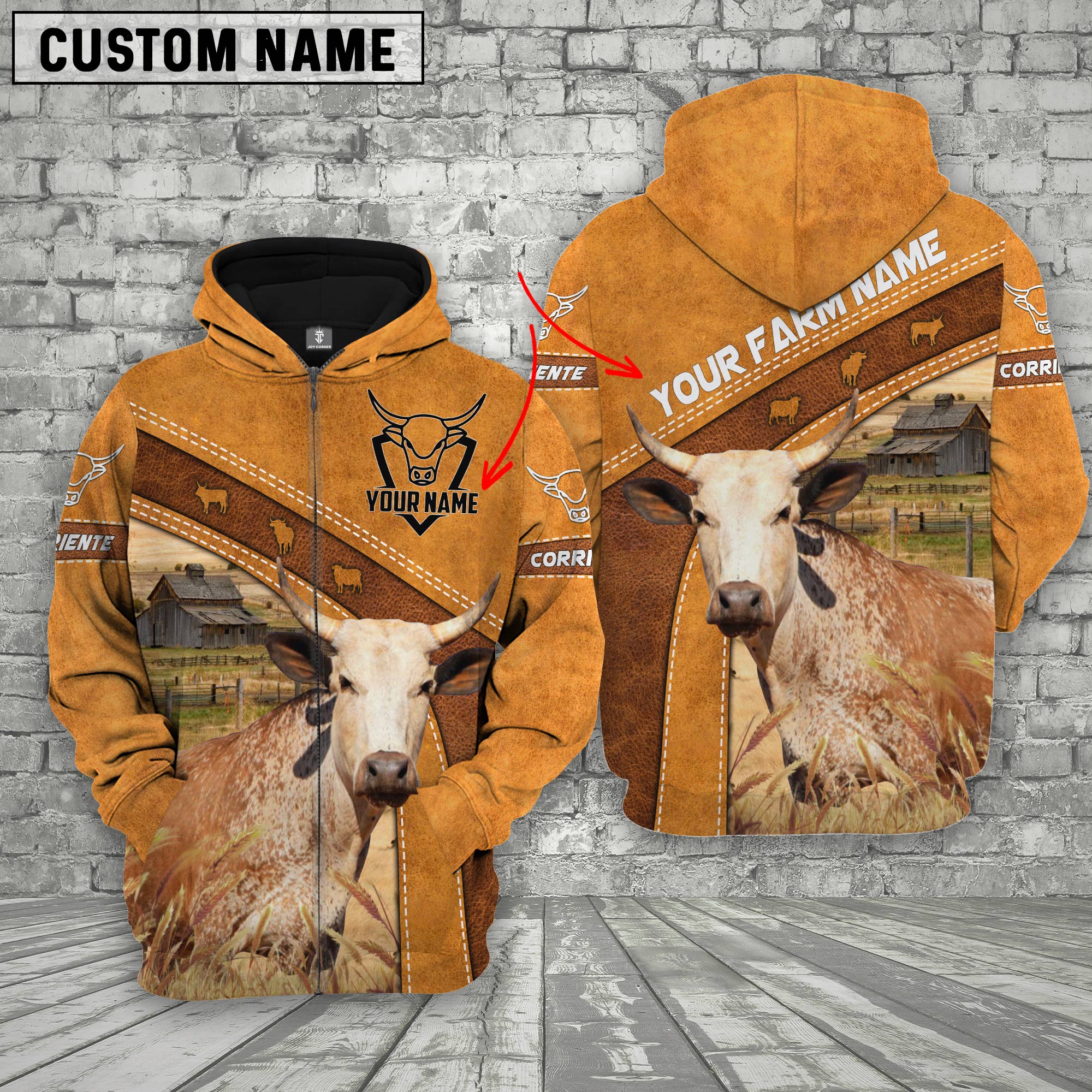 Corriente 3D Customized Name - Farm Name Hoodie