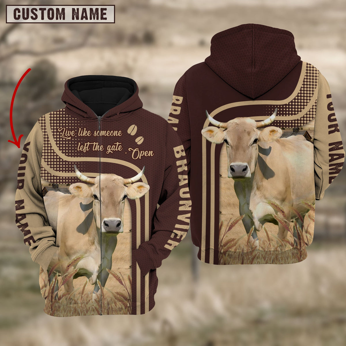 Personalized Name Braunvieh Cattle Hoodie TT9