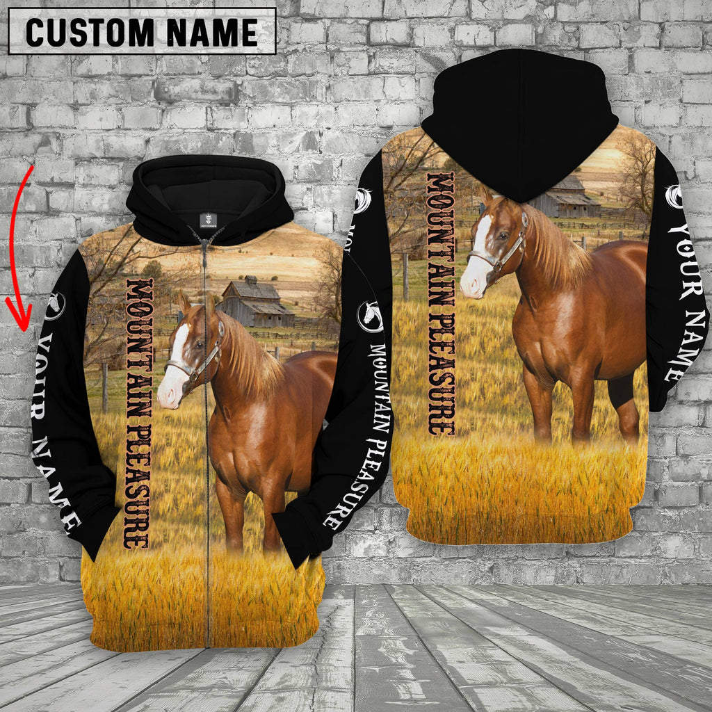 Personalized Name Mountain Pleasure Horse House On The Farm 3D Hoodie