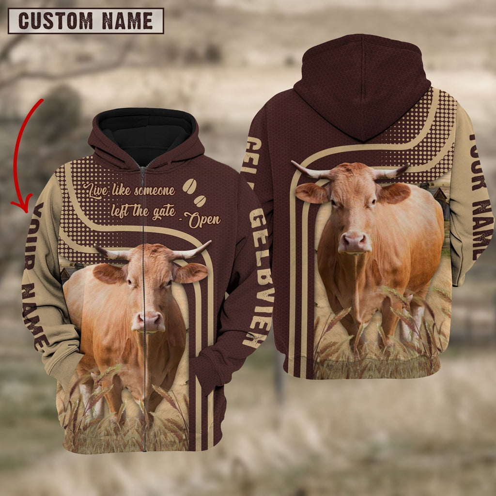Personalized Name Gelbvieh Cattle Hoodie TT11