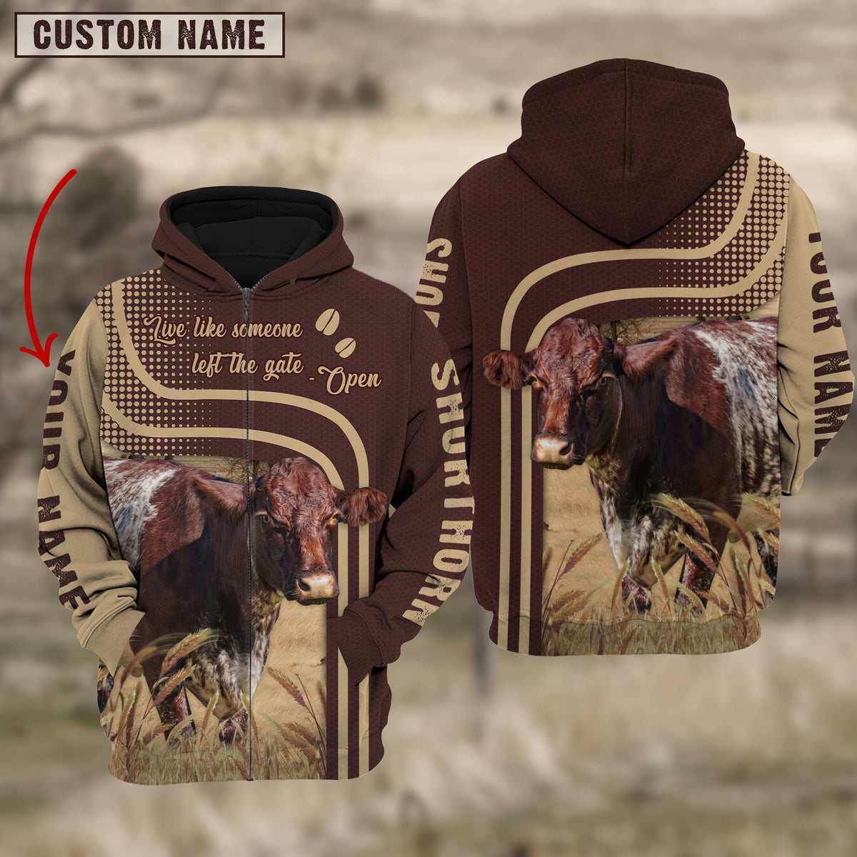 Personalized Name Shorthorn Cattle Hoodie TT14