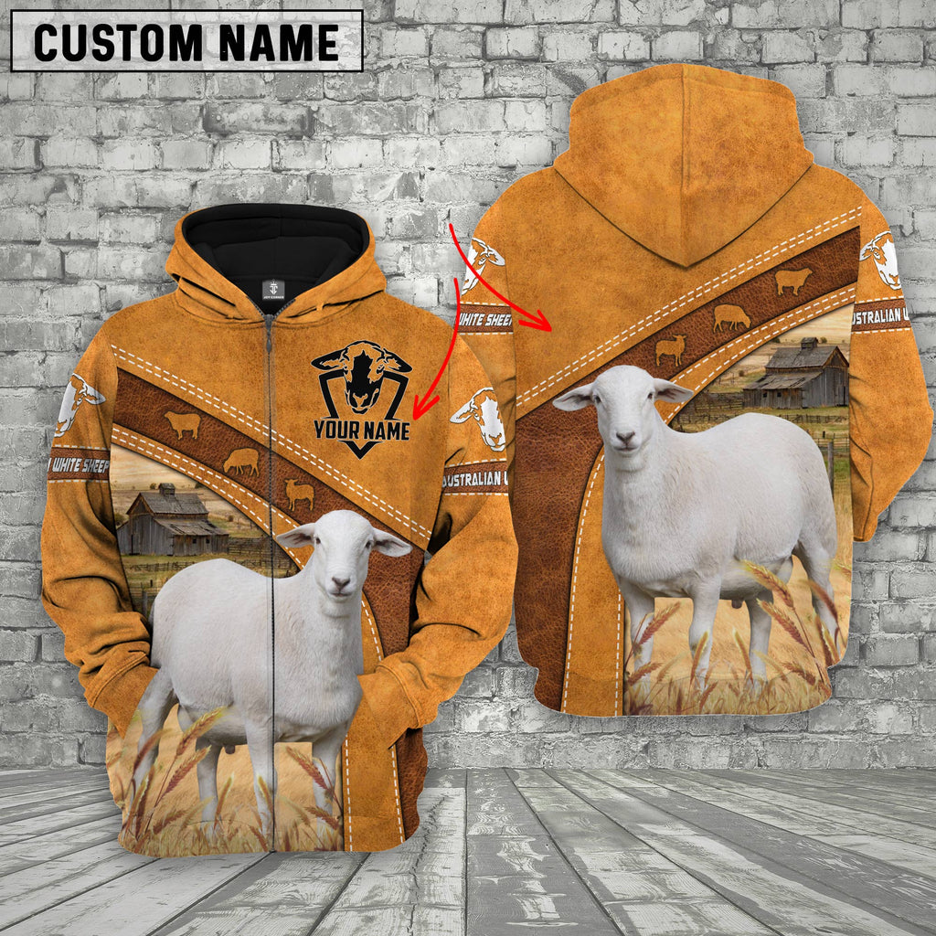 Personalized Name Farm Australian White Sheep 3D Hoodie