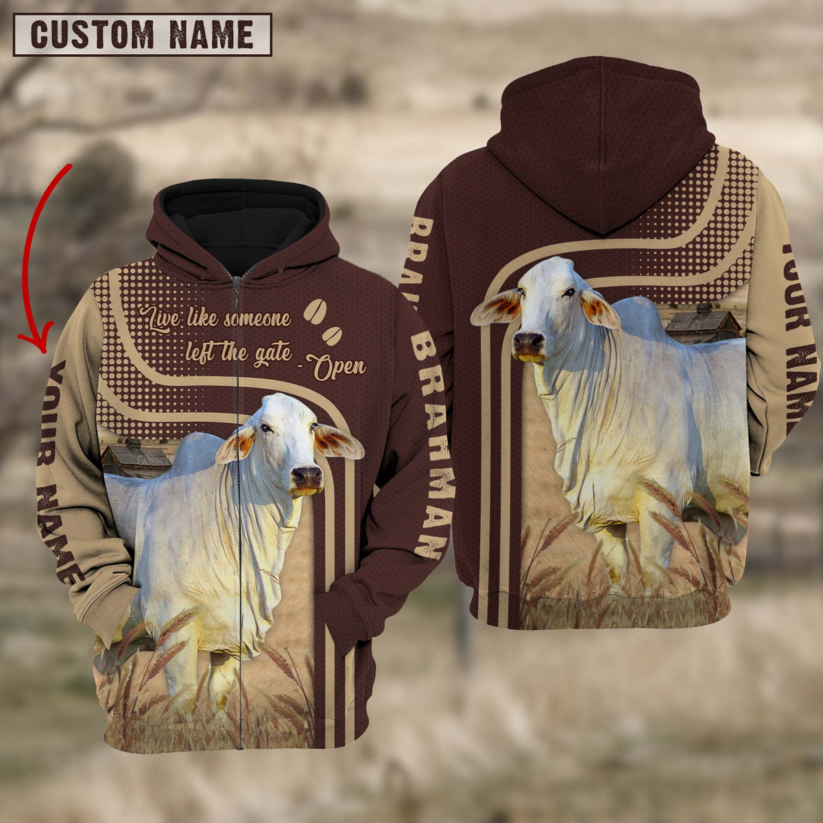 Personalized Name Brahman Cattle Hoodie TT4