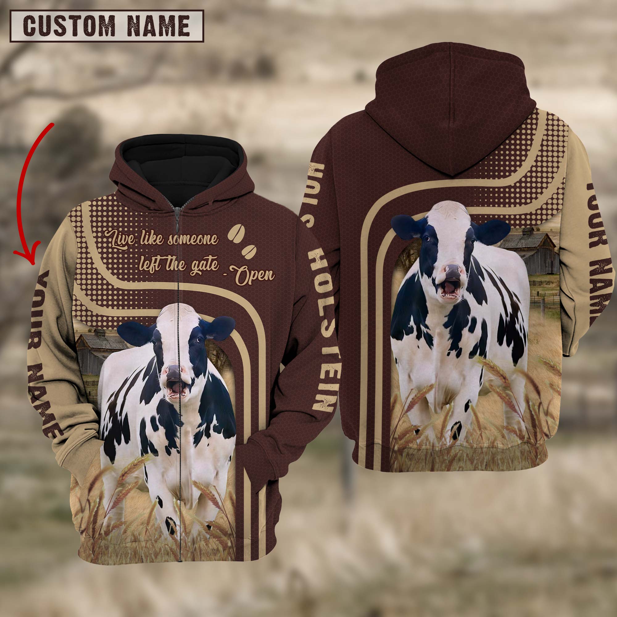 Personalized Name Holstein Cattle Hoodie TT6