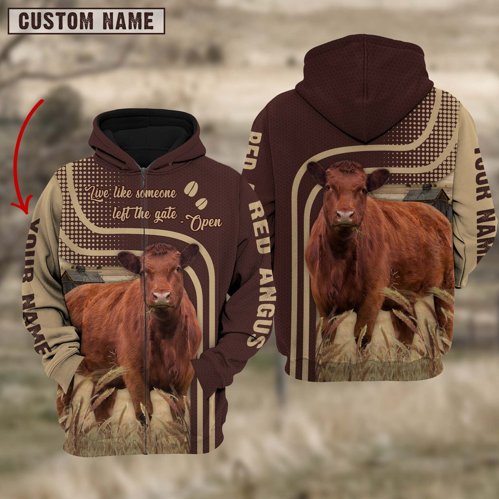 Personalized Name Red Angus Cattle Hoodie TT3